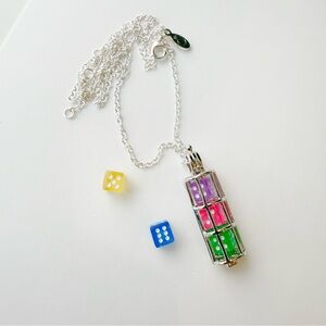Mini Dice Cage Charm | Dice Charm with Tiny Colorful Dice | Dice Charm Necklace